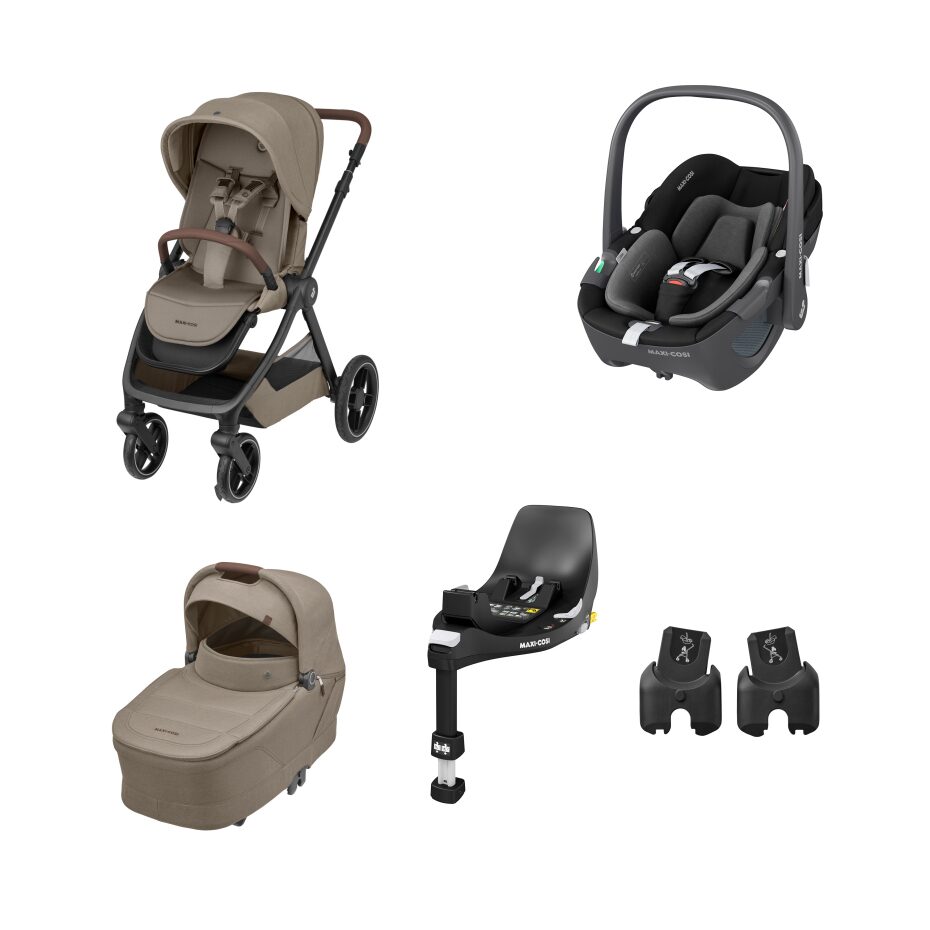 Maxi-Cosi - Maxi-Cosi Oxford+ + Pebble 360 + FamilyFix 360 + Adaptateur Sièges auto bébés - Twillic Truffle