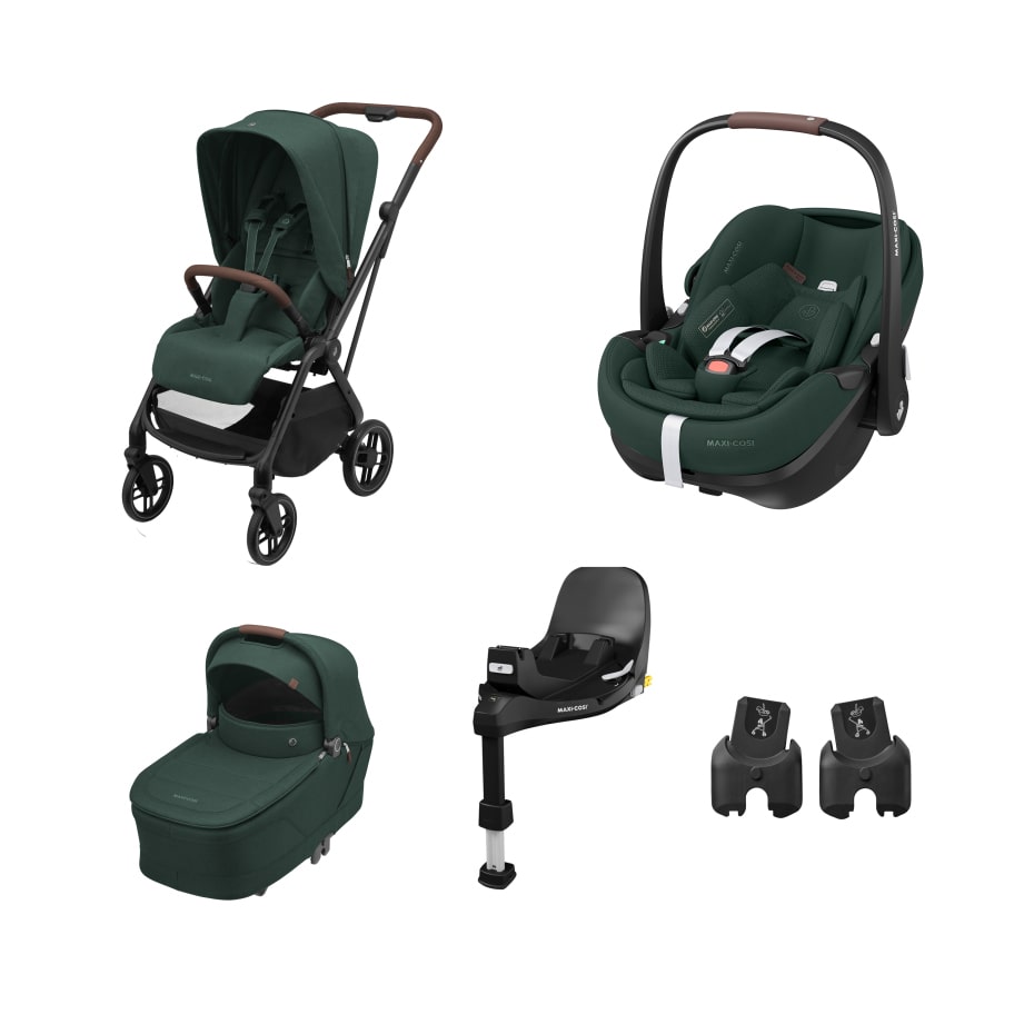 Maxi-Cosi Leona² + Sense + Pebble 360 Pro² + FamilyFix 360 Pro + Adaptateur de Sièges auto bébés - Twillic Green (Maxi-Cosi) - Couverture